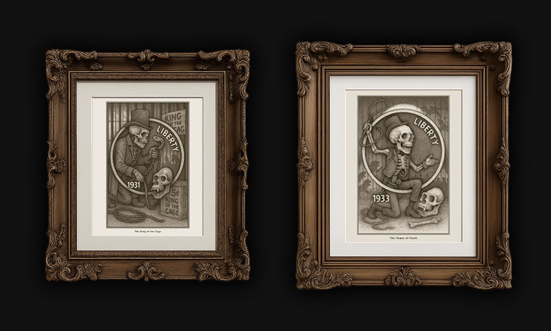 Taming Never Ends Prints:

Trainers etched in bone, command, and carnival smoke.